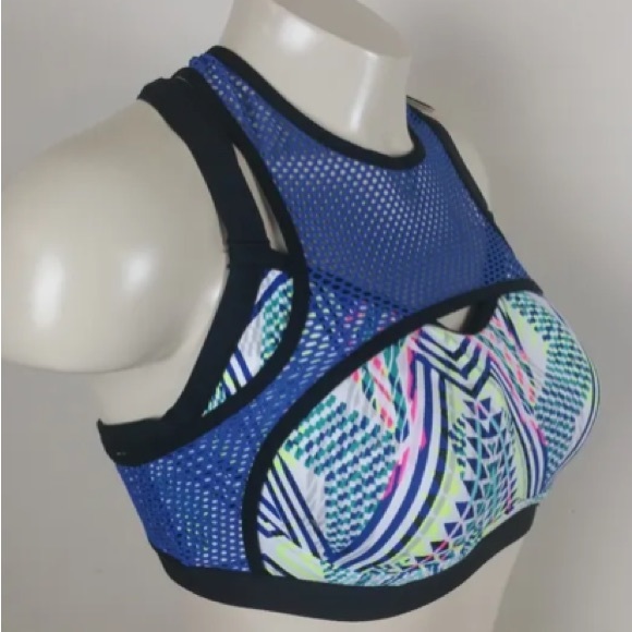 VSX | Victoria’s Secret | Womens Neon Geometric Mesh Overlay Sports Bra size 36C - Picture 5 of 15